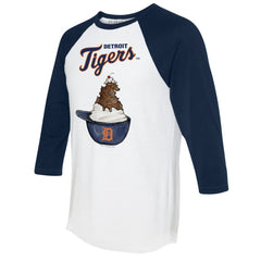Detroit Tigers Tiny Turnip Unisex Sundae Helmet 3/4-Sleeve Raglan T-Shirt White/Navy
