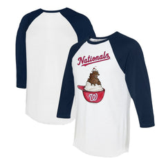 Washington Nationals Tiny Turnip Unisex Sundae Helmet 3/4-Sleeve Raglan T-Shirt White/Navy