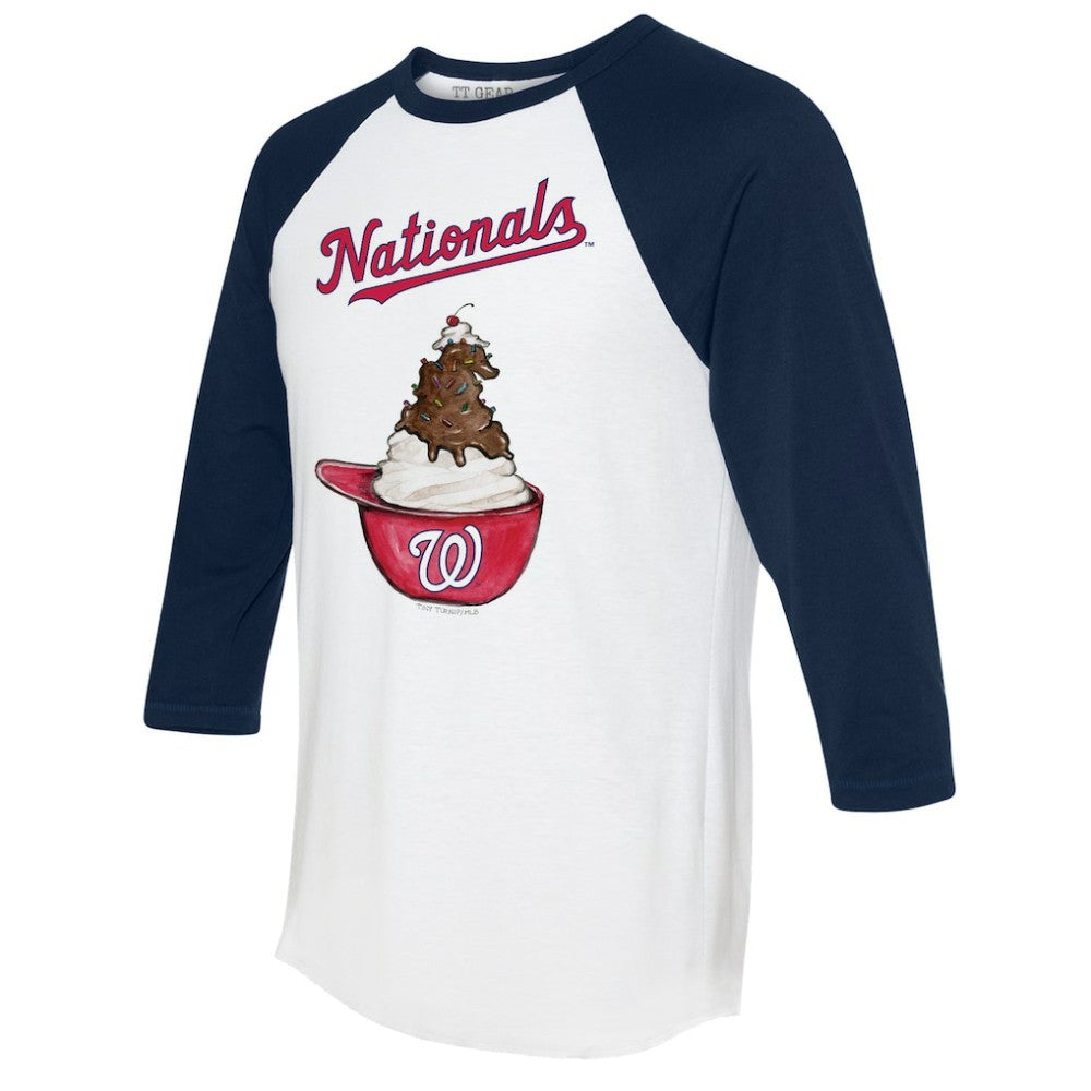 Washington Nationals Tiny Turnip Unisex Sundae Helmet 3/4-Sleeve Raglan T-Shirt White/Navy