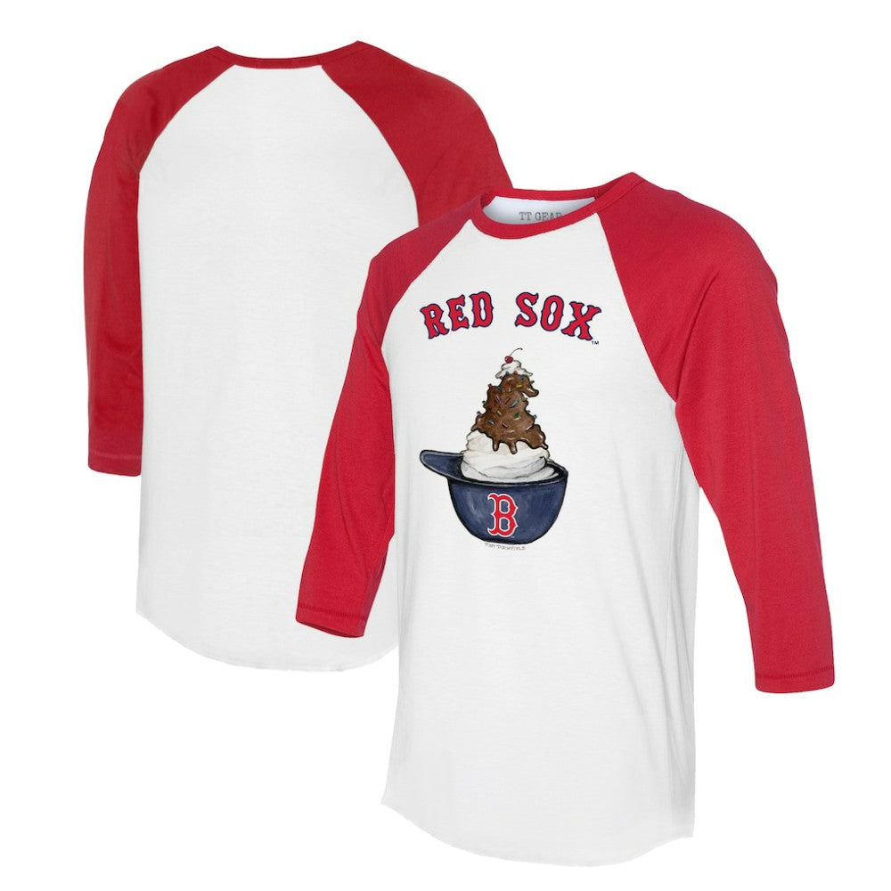 Boston Red Sox Tiny Turnip Unisex Sundae Helmet 3/4-Sleeve Raglan T-Shirt White/Red