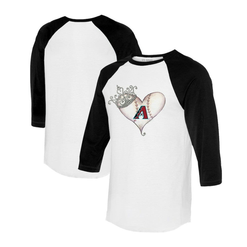 Arizona Diamondbacks Tiny Turnip Unisex Tiara Heart 3/4-Sleeve Raglan T-Shirt White/Black