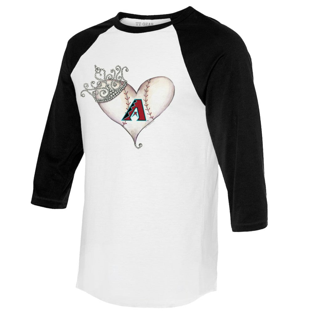 Arizona Diamondbacks Tiny Turnip Unisex Tiara Heart 3/4-Sleeve Raglan T-Shirt White/Black