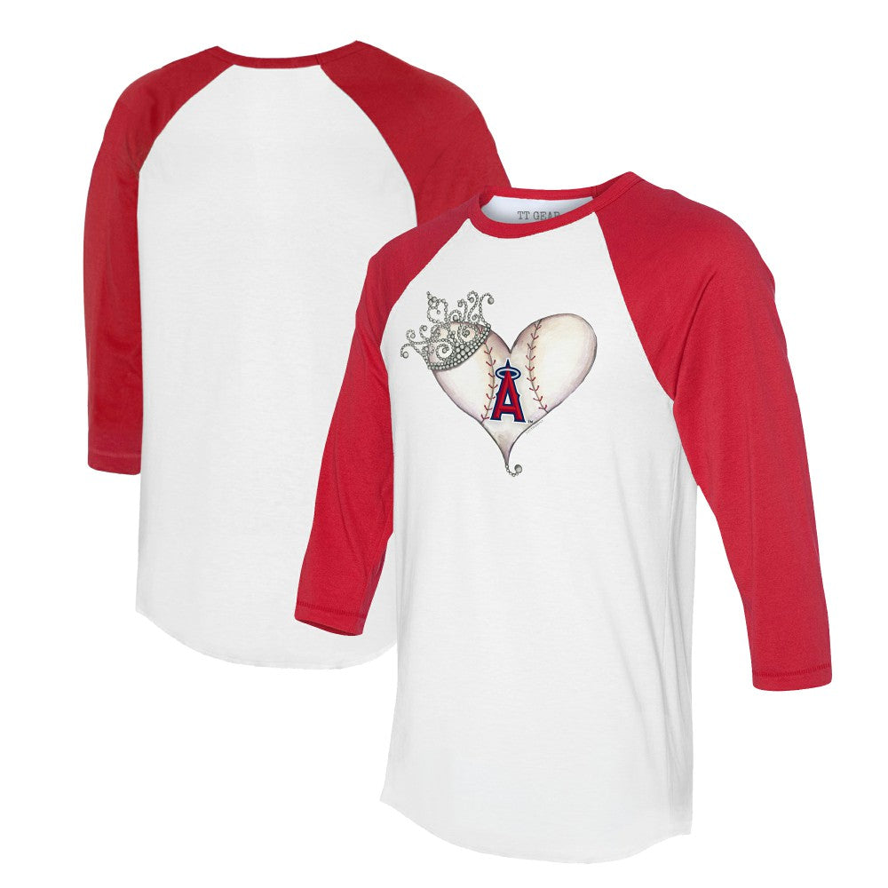 Los Angeles Angels Tiny Turnip Unisex Tiara Heart 3/4-Sleeve Raglan T-Shirt White/Red