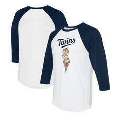 Minnesota Twins Tiny Turnip Unisex Triple Scoop 3/4-Sleeve Raglan T-Shirt White/Navy