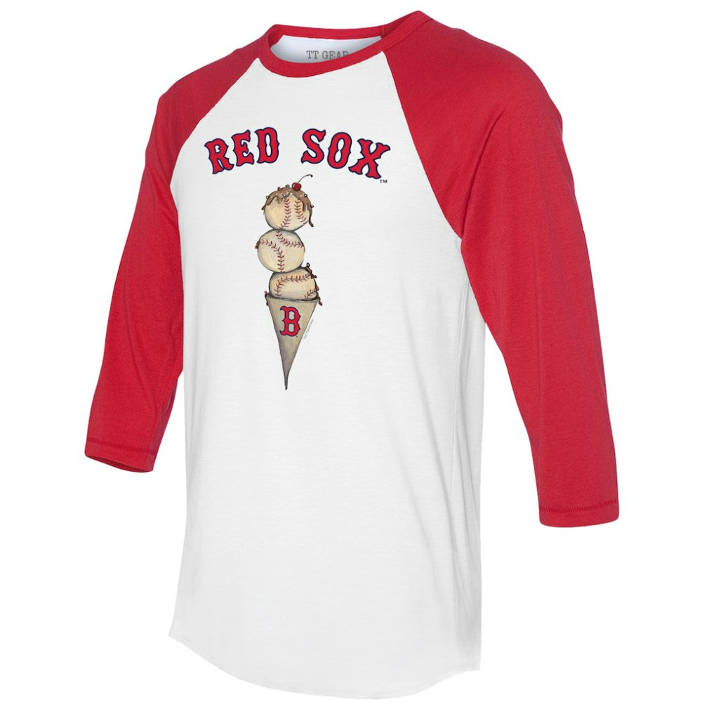 Boston Red Sox Tiny Turnip Unisex Triple Scoop 3/4-Sleeve Raglan T-Shirt White/Red