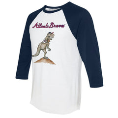 Atlanta Braves Tiny Turnip Unisex TT Rex 3/4-Sleeve Raglan T-Shirt White/Navy