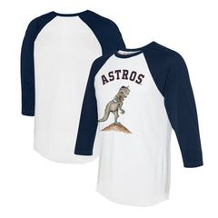Houston Astros Tiny Turnip Unisex TT Rex 3/4-Sleeve Raglan T-Shirt White/Navy