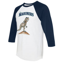 Seattle Mariners Tiny Turnip Unisex TT Rex 3/4-Sleeve Raglan T-Shirt White/Navy