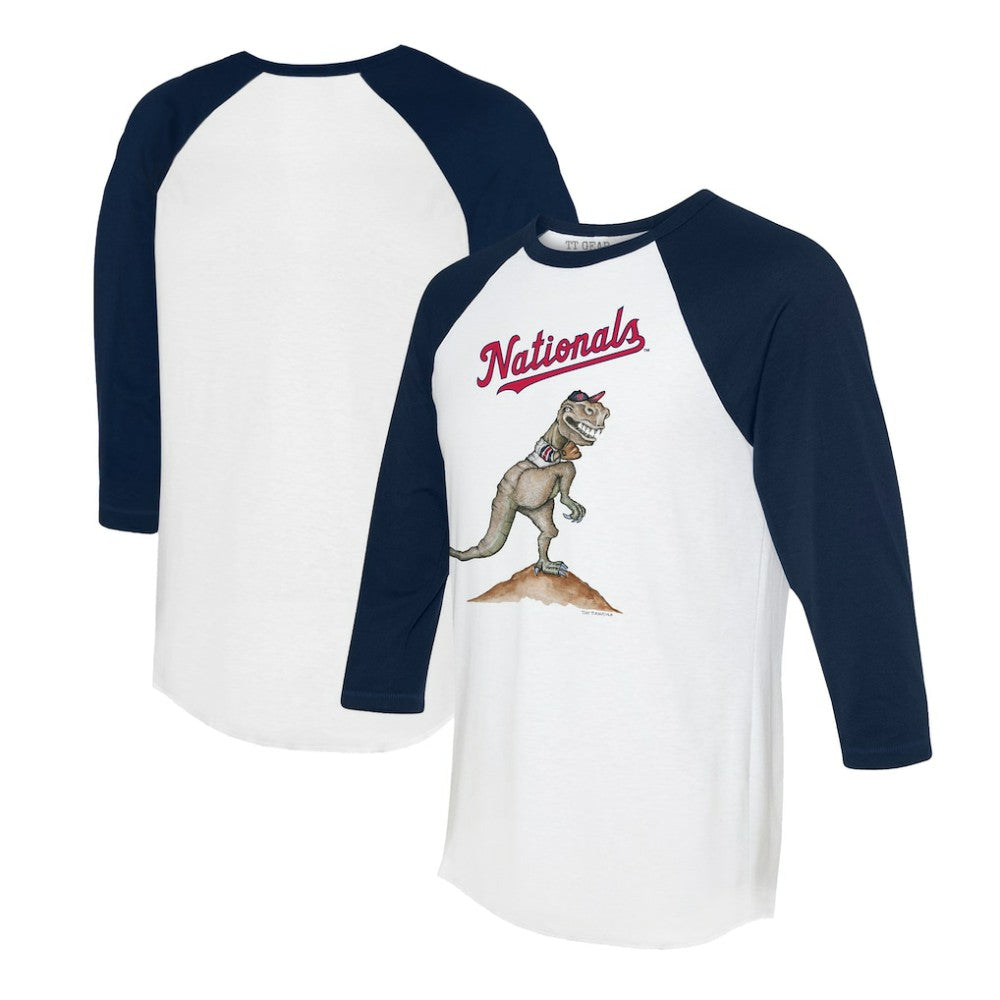 Washington Nationals Tiny Turnip Unisex TT Rex 3/4-Sleeve Raglan T-Shirt White/Navy