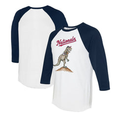 Washington Nationals Tiny Turnip Unisex TT Rex 3/4-Sleeve Raglan T-Shirt White/Navy
