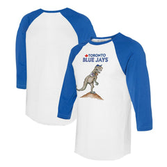 Toronto Blue Jays Tiny Turnip Unisex TT Rex 3/4-Sleeve Raglan T-Shirt White/Royal