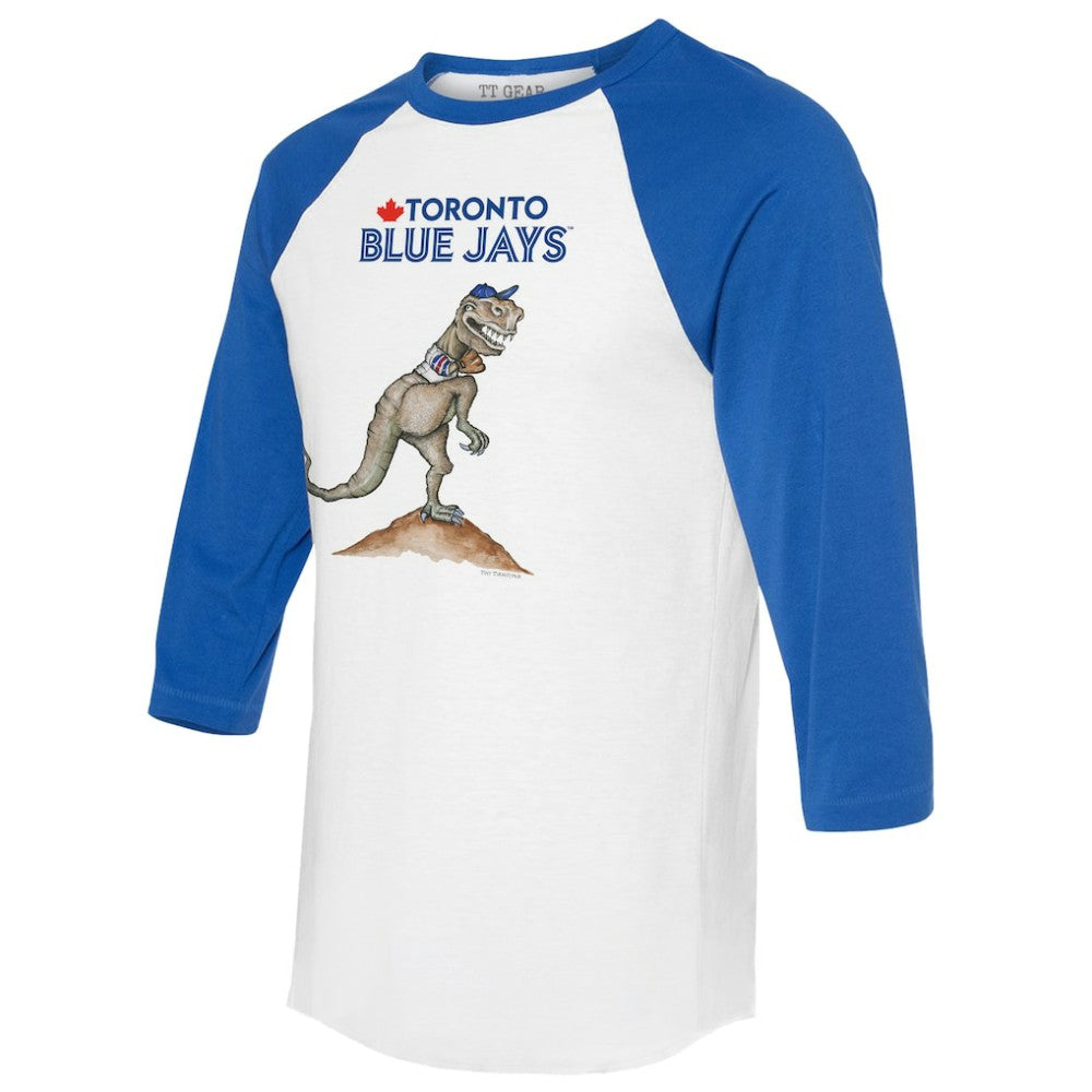 Toronto Blue Jays Tiny Turnip Unisex TT Rex 3/4-Sleeve Raglan T-Shirt White/Royal