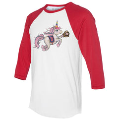 Boston Red Sox Tiny Turnip Unisex Unicorn 3/4-Sleeve Raglan T-Shirt White/Red
