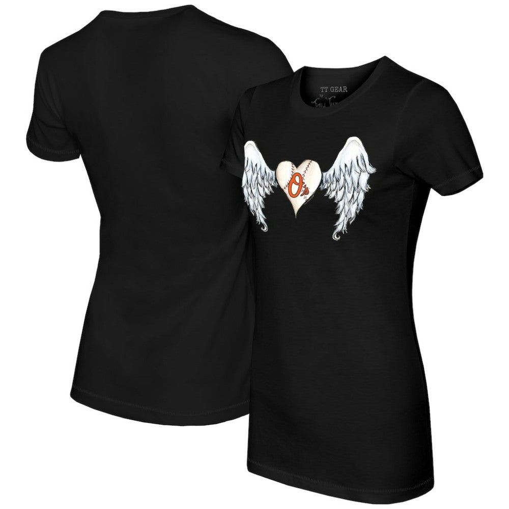 Baltimore Orioles Tiny Turnip Women's Angel Wings T-Shirt Black