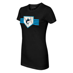 Miami Marlins Tiny Turnip Women's Base Stripe T-Shirt Black