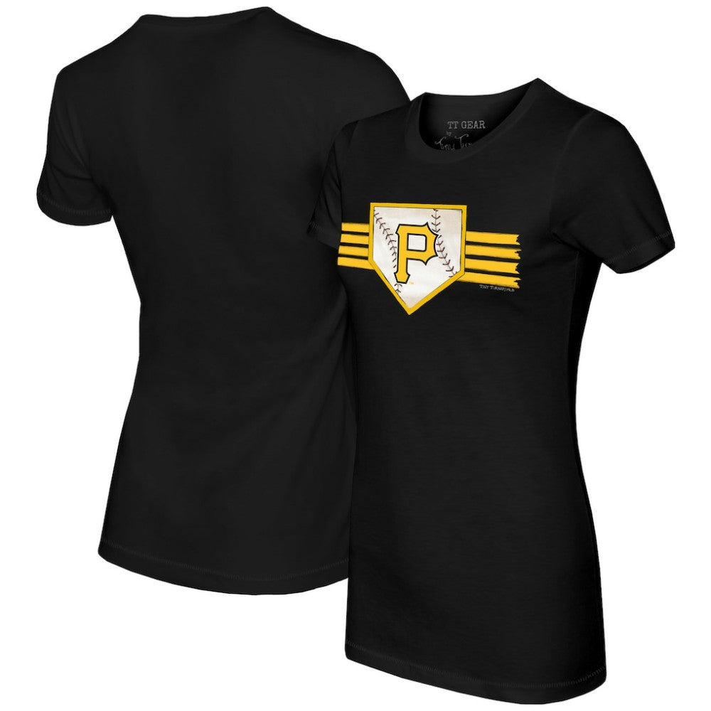 Pittsburgh Pirates Tiny Turnip Women's Base Stripe T-Shirt Black