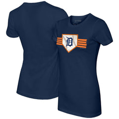 Detroit Tigers Tiny Turnip Women's Base Stripe T-Shirt Navy