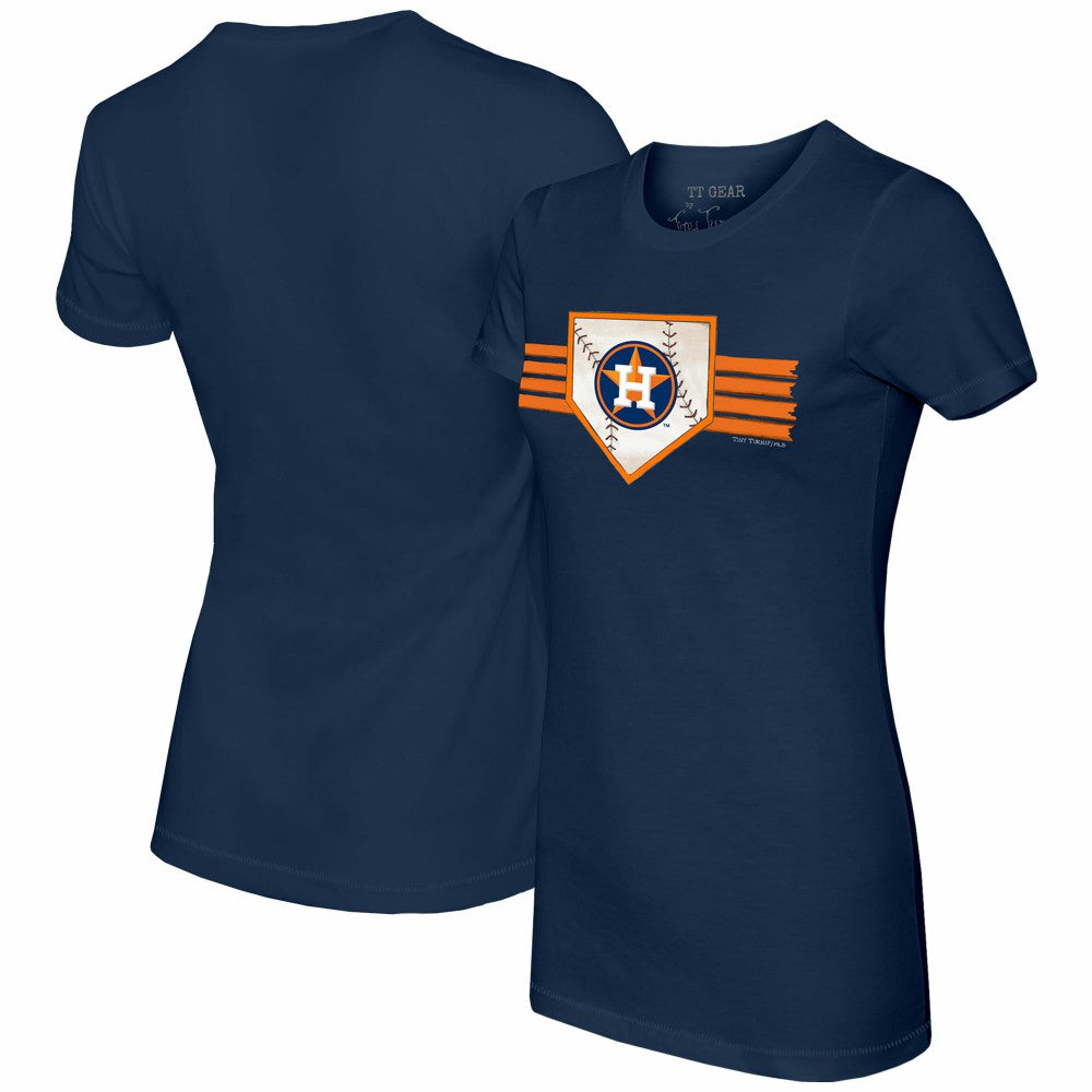 Houston Astros Tiny Turnip Women's Base Stripe T-Shirt Navy