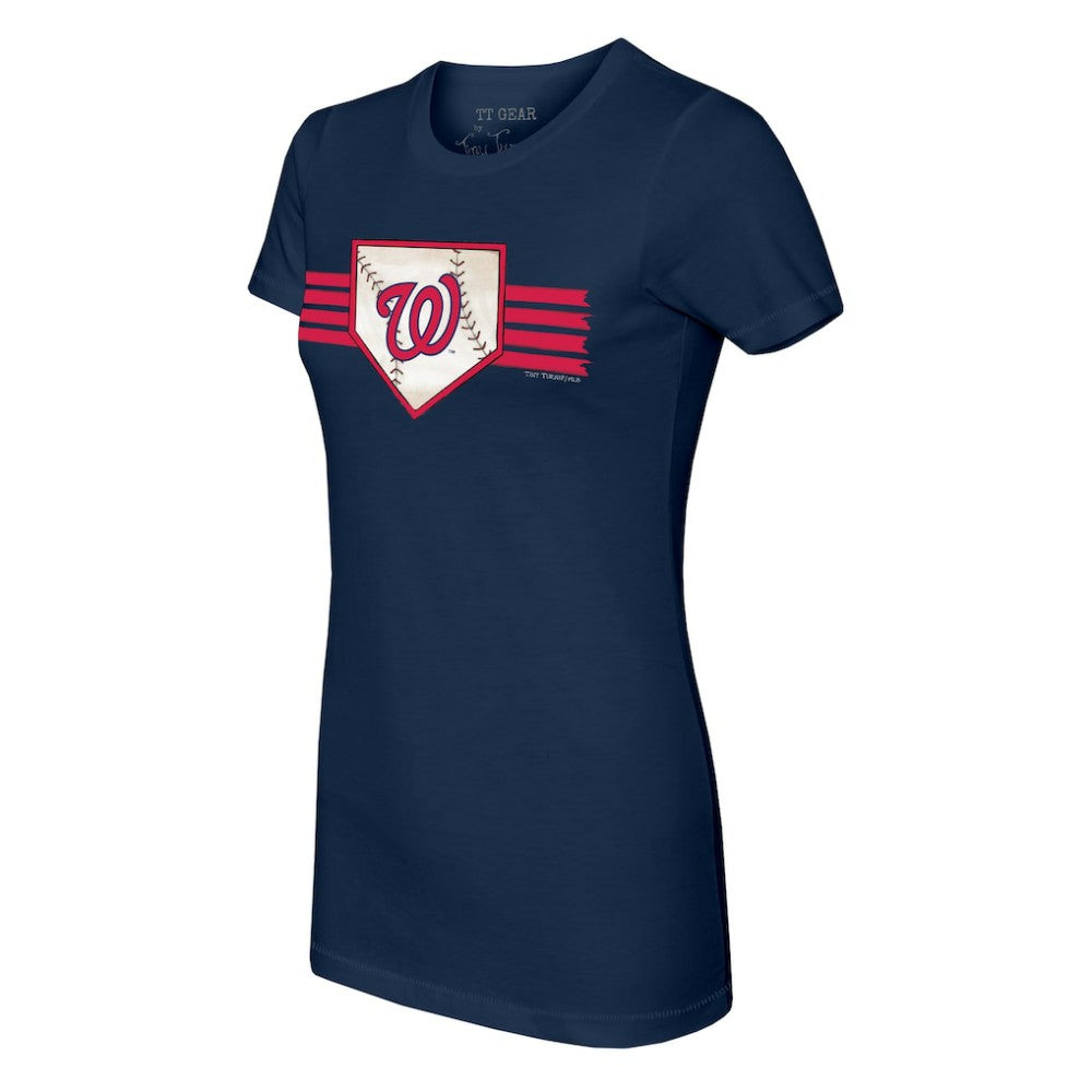Washington Nationals Tiny Turnip Women's Base Stripe T-Shirt Navy