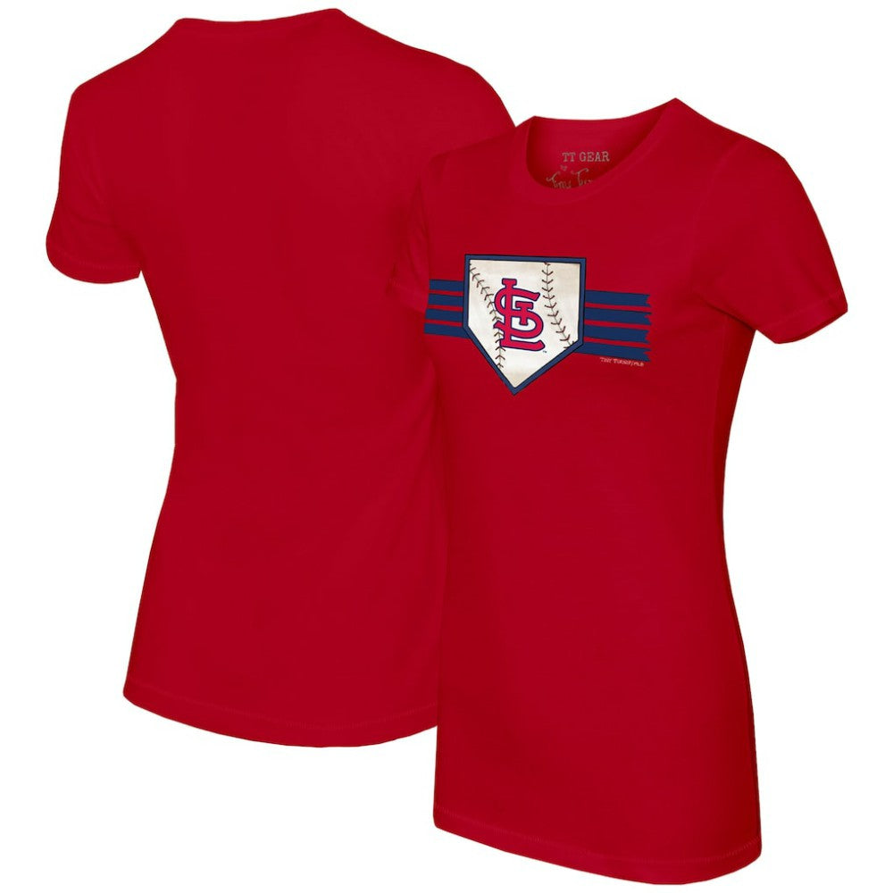 St. Louis Cardinals Tiny Turnip Women's Base Stripe T-Shirt Red