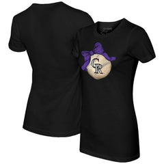 Colorado Rockies Tiny Turnip Women's Baseball Bow T-Shirt Black