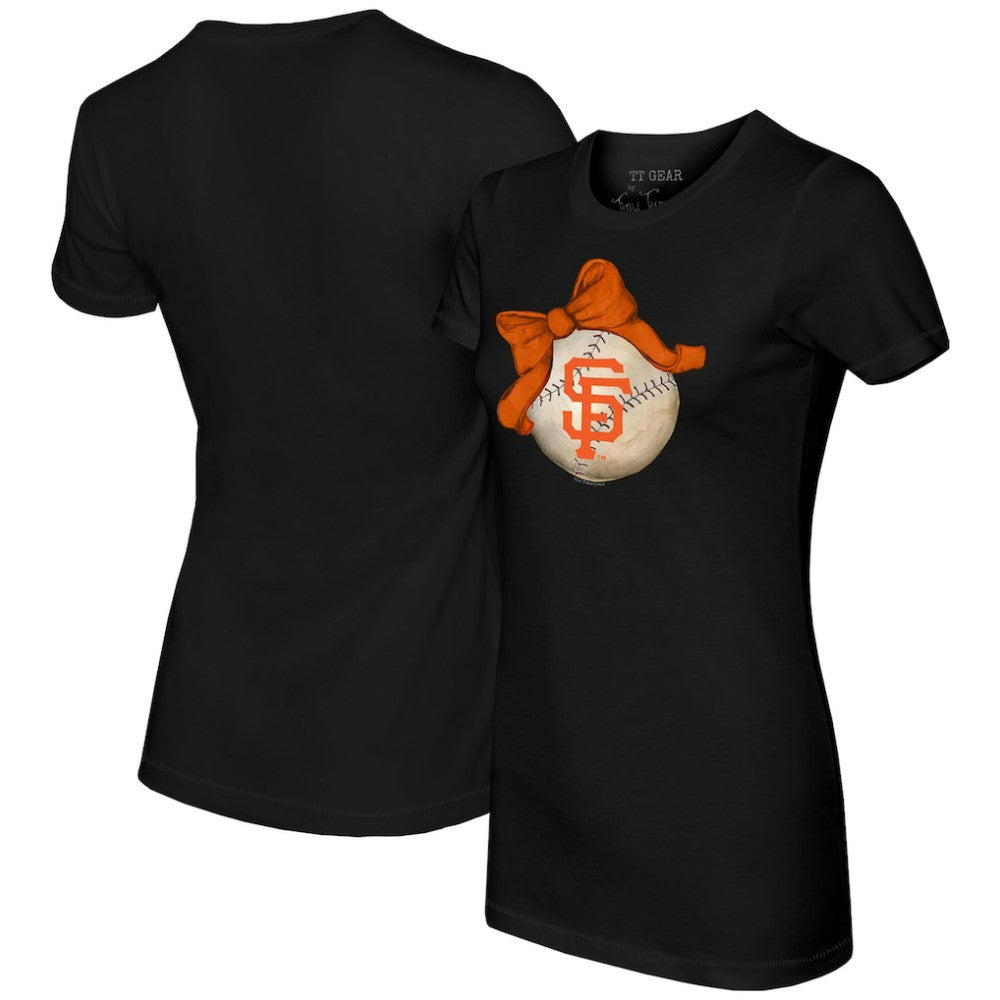 San Francisco Giants Tiny Turnip Women's Baseball Bow T-Shirt Black