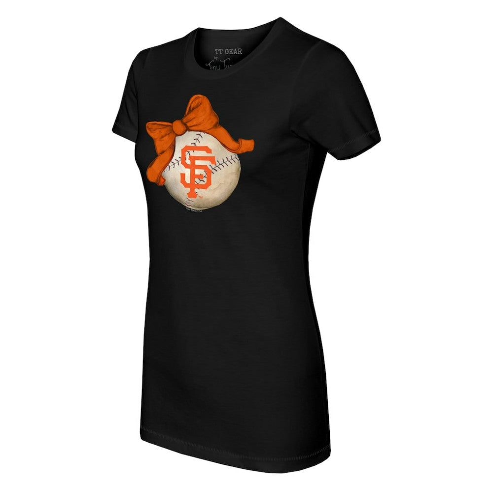 San Francisco Giants Tiny Turnip Women's Baseball Bow T-Shirt Black