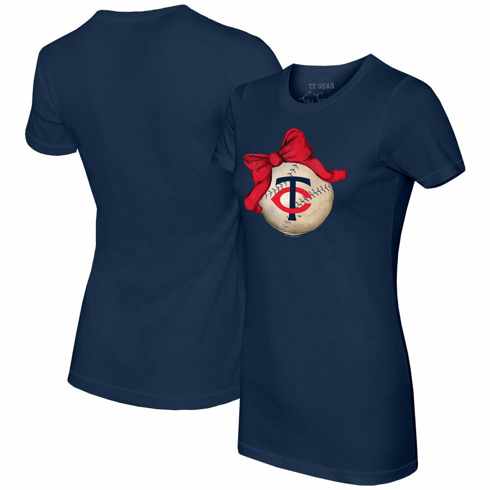Minnesota Twins Tiny Turnip Women's Baseball Bow T-Shirt Navy