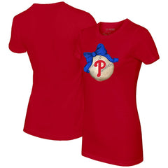 Philadelphia Phillies Tiny Turnip Women's Baseball Bow T-Shirt Red