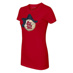 St. Louis Cardinals Tiny Turnip Women's Baseball Bow T-Shirt Red
