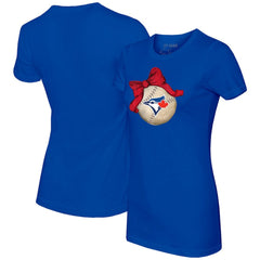 Toronto Blue Jays Tiny Turnip Women's Baseball Bow T-Shirt Royal