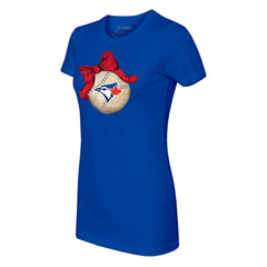 Toronto Blue Jays Tiny Turnip Women's Baseball Bow T-Shirt Royal