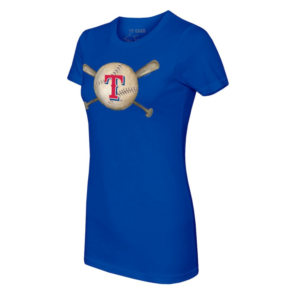 Texas Rangers Tiny Turnip Women's Baseball Cross Bats T-Shirt Royal