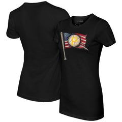 Pittsburgh Pirates Tiny Turnip Women's Baseball Flag T-Shirt Black