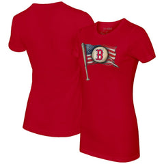 Boston Red Sox Tiny Turnip Women's Baseball Flag T-Shirt Red