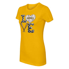 San Diego Padres Tiny Turnip Women's Baseball Love T-Shirt Gold