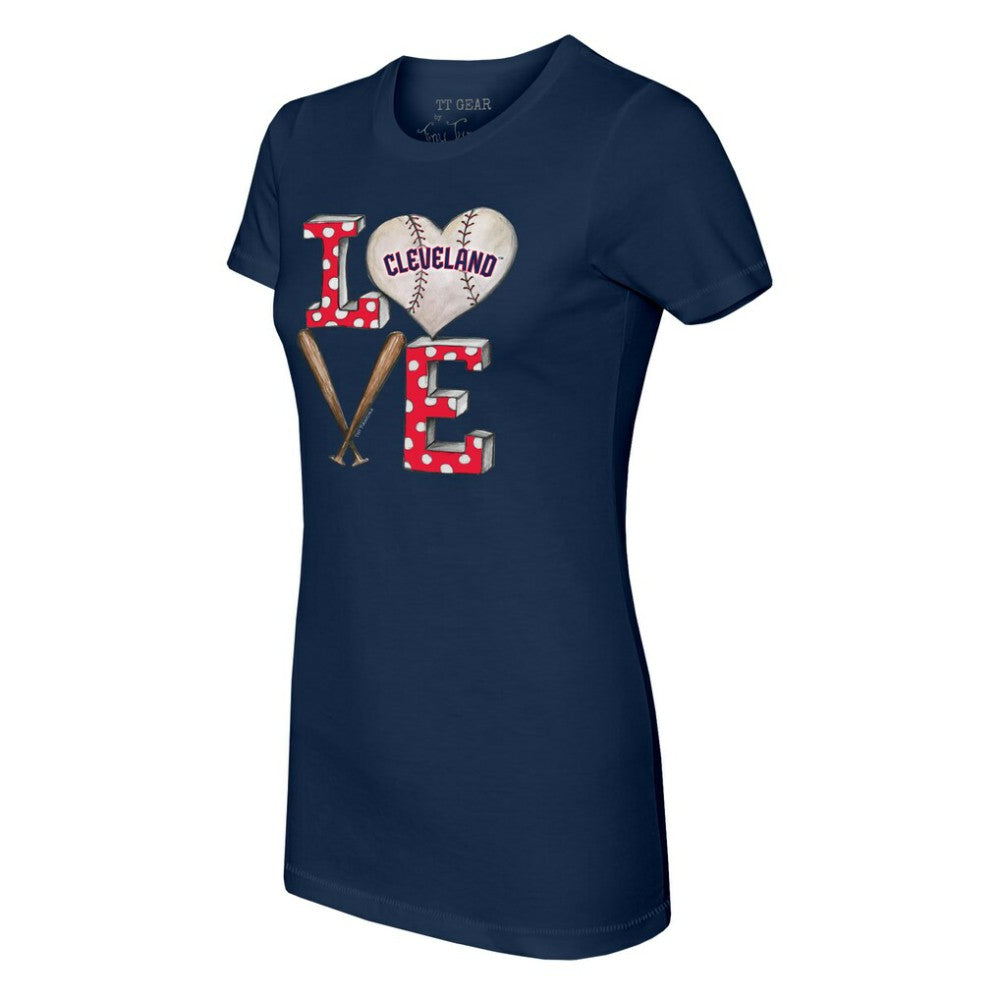 Cleveland Guardians Tiny Turnip Women's Baseball Love T-Shirt Navy