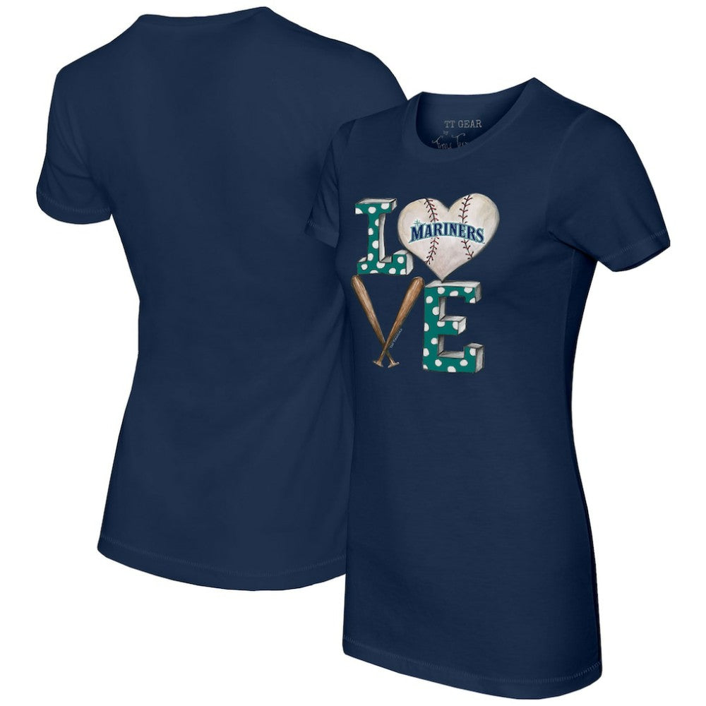 Seattle Mariners Tiny Turnip Women's Baseball Love T-Shirt Navy