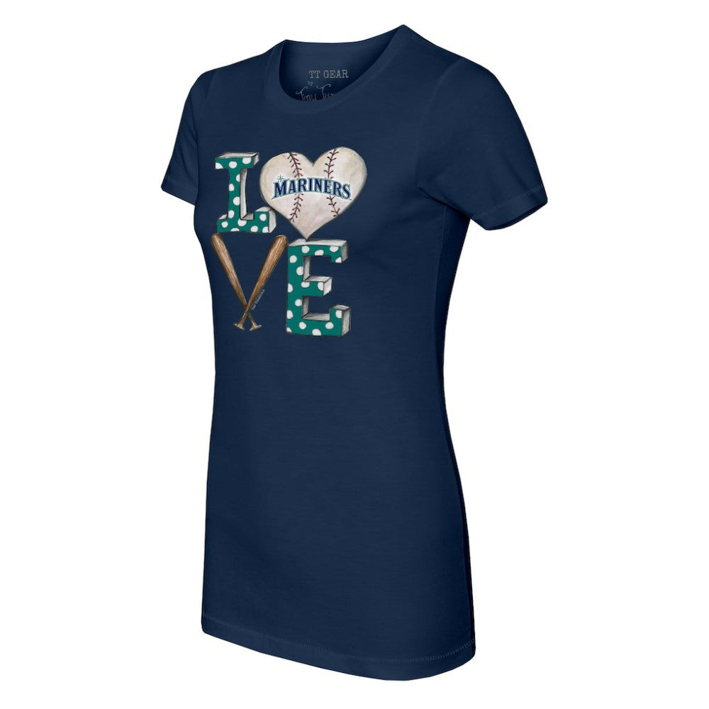 Seattle Mariners Tiny Turnip Women's Baseball Love T-Shirt Navy