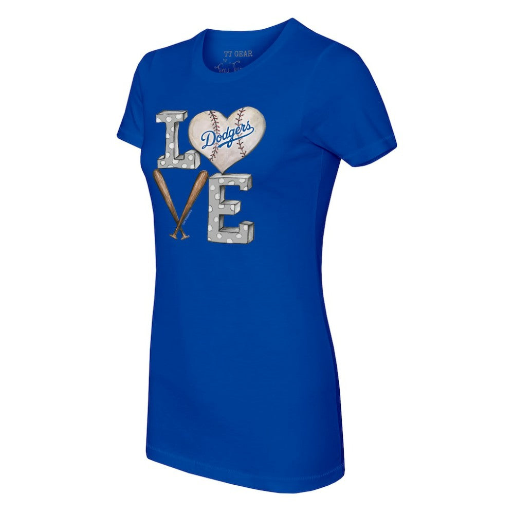 Los Angeles Dodgers Tiny Turnip Women's Baseball Love T-Shirt Royal