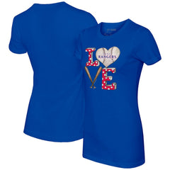 Texas Rangers Tiny Turnip Women's Baseball Love T-Shirt Royal