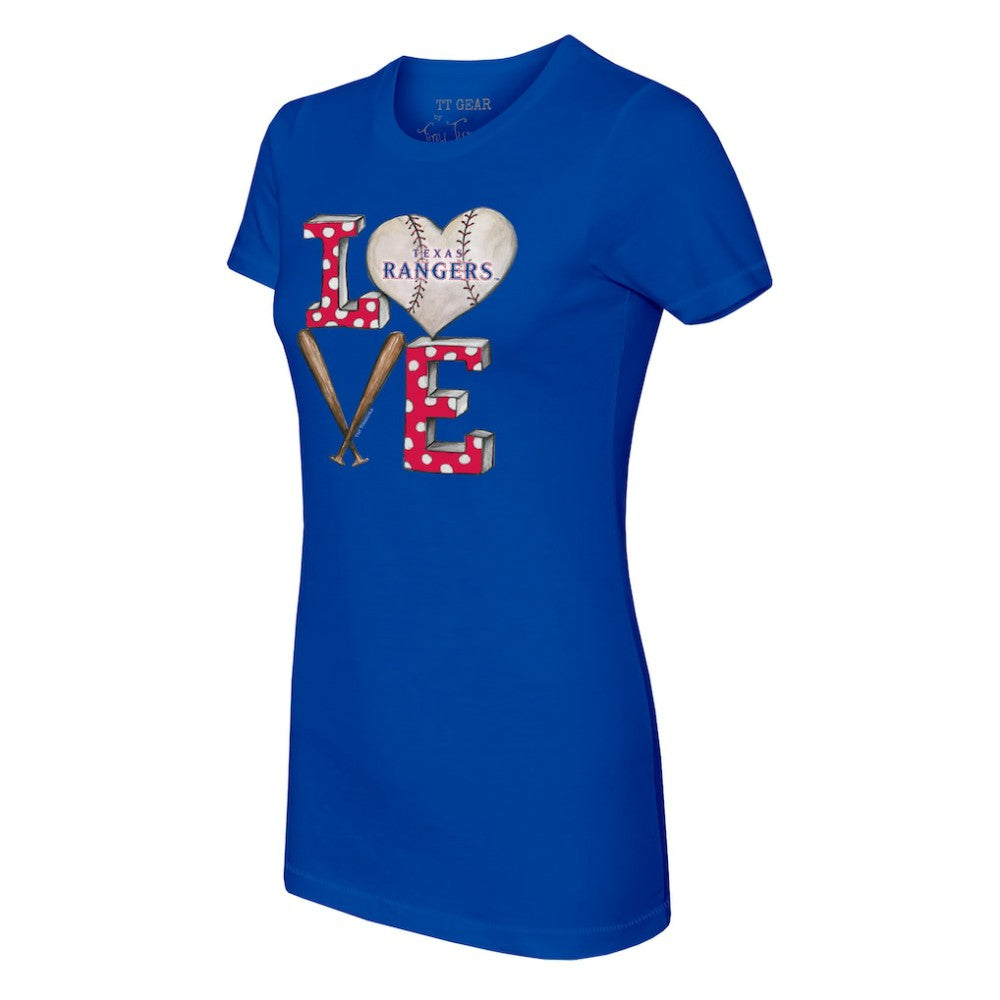 Texas Rangers Tiny Turnip Women's Baseball Love T-Shirt Royal
