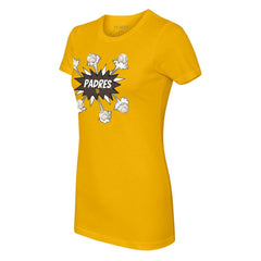 San Diego Padres Tiny Turnip Women's Baseball Pow T-Shirt Gold