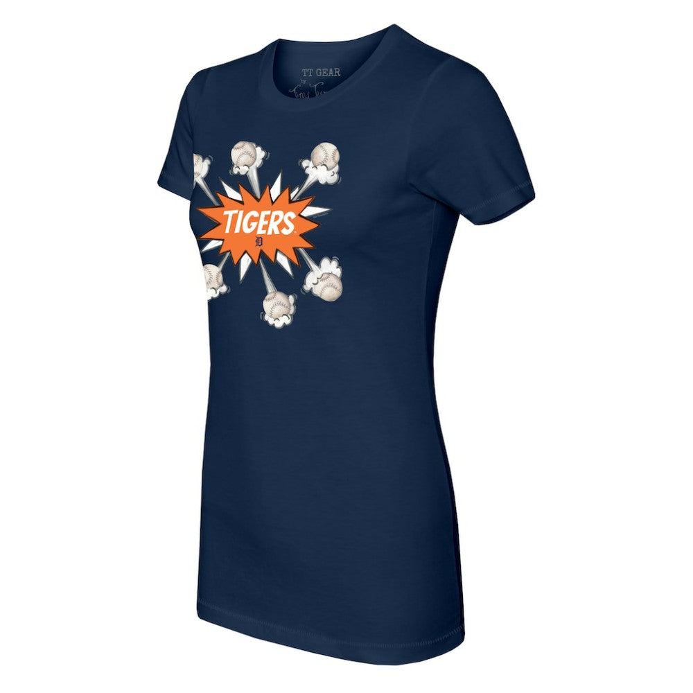 Detroit Tigers Tiny Turnip Women's Baseball Pow T-Shirt Navy