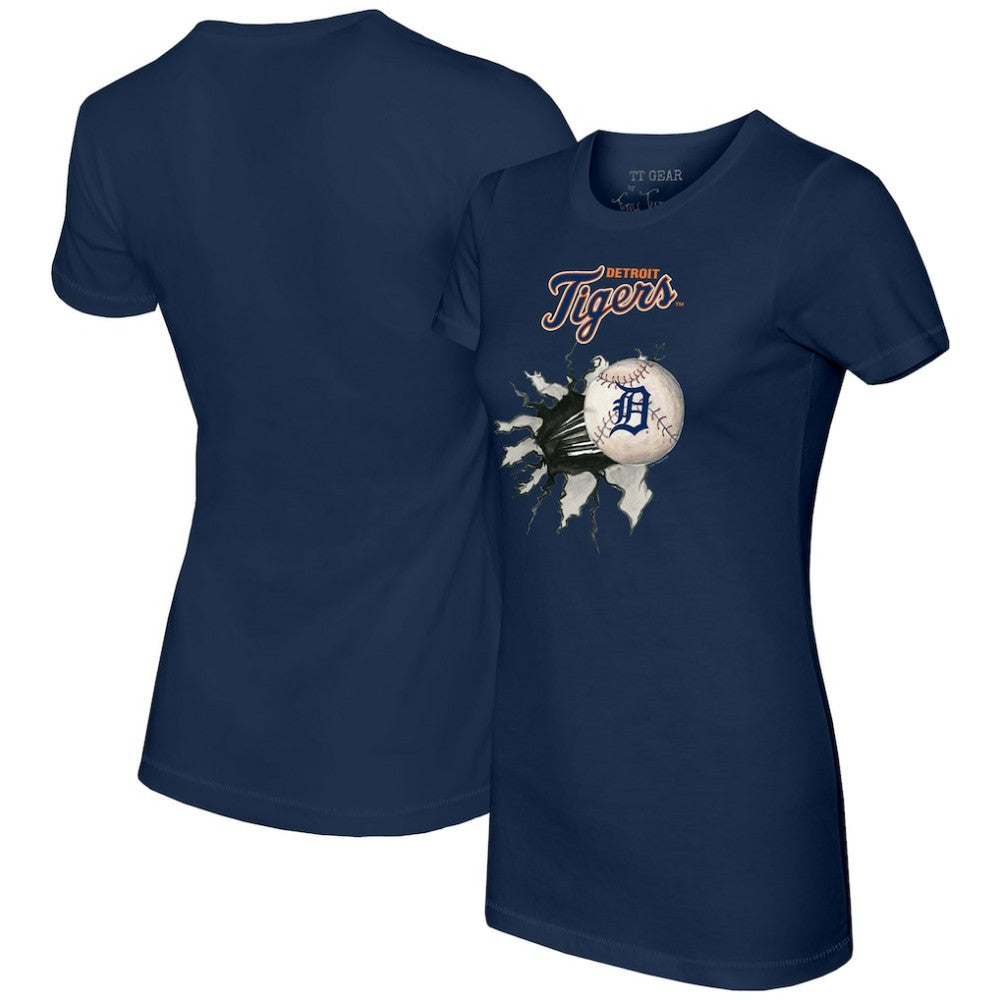 Detroit Tigers Tiny Turnip Women's Baseball Tear T-Shirt Navy