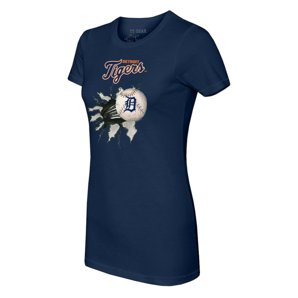 Detroit Tigers Tiny Turnip Women's Baseball Tear T-Shirt Navy