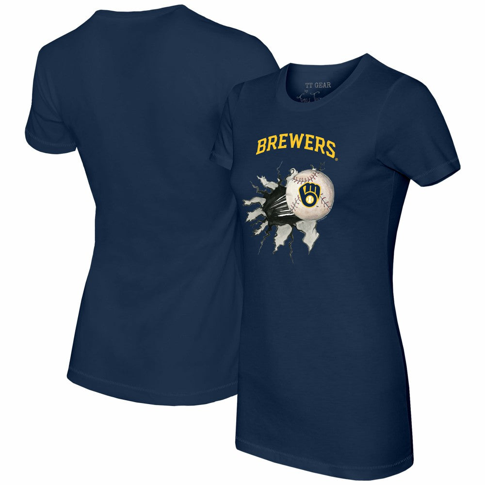 Milwaukee Brewers Tiny Turnip Women's Baseball Tear T-Shirt Navy