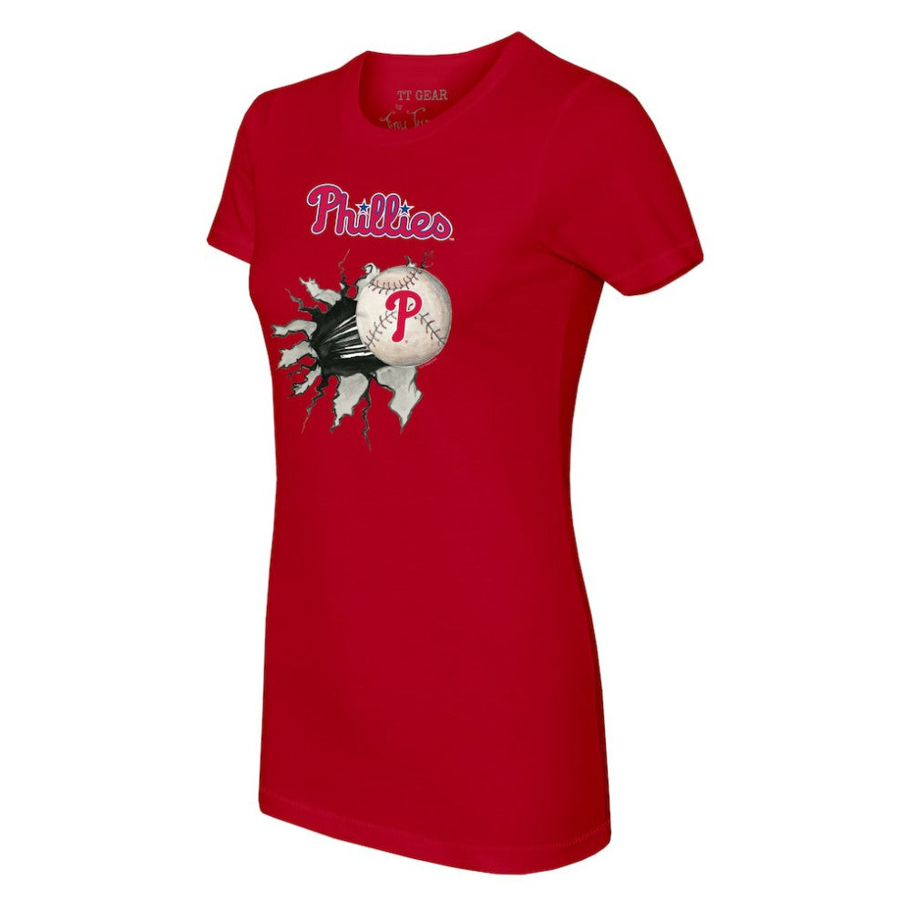 Philadelphia Phillies Tiny Turnip Women's Baseball Tear T-Shirt Red