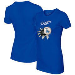 Los Angeles Dodgers Tiny Turnip Women's Baseball Tear T-Shirt Royal
