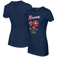 Atlanta Braves Tiny Turnip Women's Blooming Baseballs T-Shirt Navy